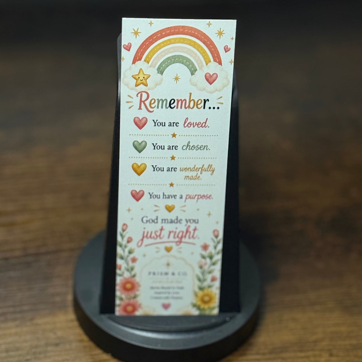 God Made Me Just Right — Inspirational Bookmark